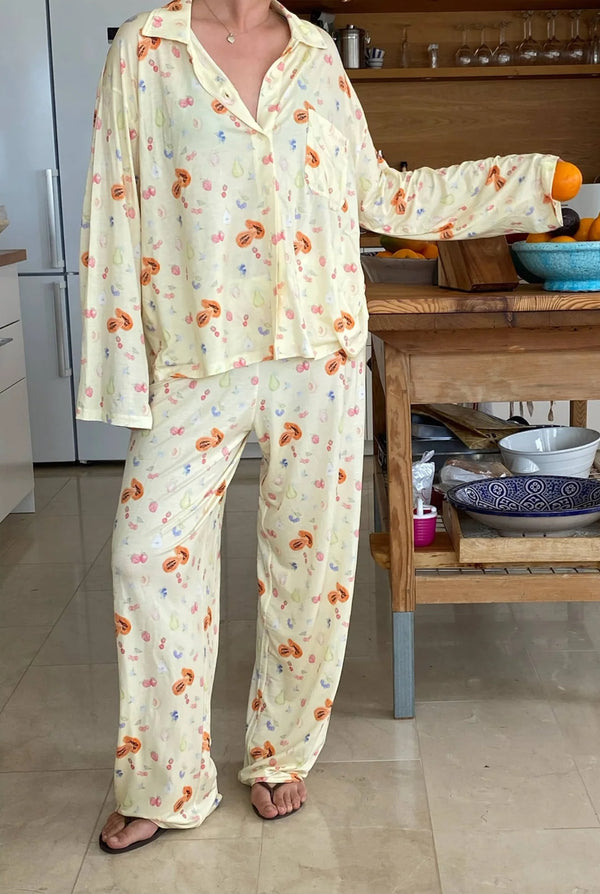 Lazy Morning Oversized Shirt & Pants Set – Citrus Dream